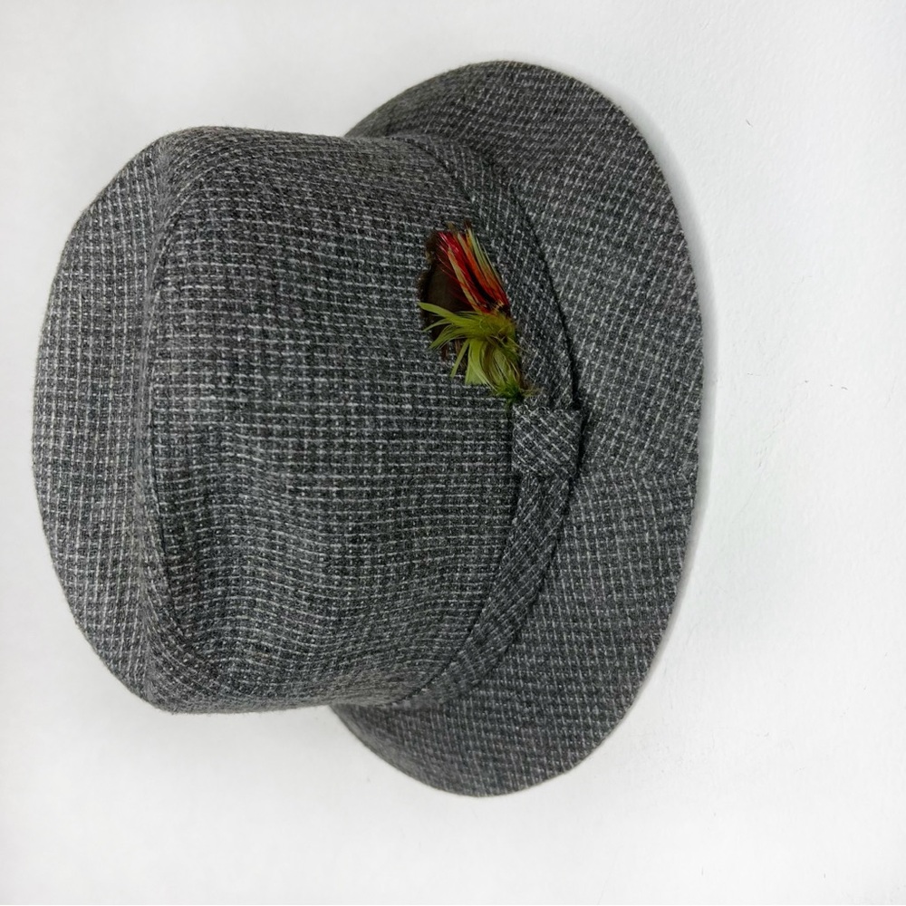 Mallory by Stetson Vintage Wool Plaid Feather Trilby Fedora Hat